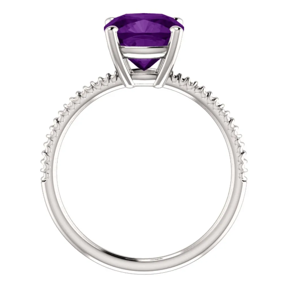 14k White Gold Amethyst Ring, Size 7