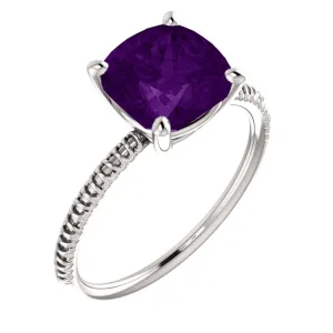 14k White Gold Amethyst Ring, Size 7