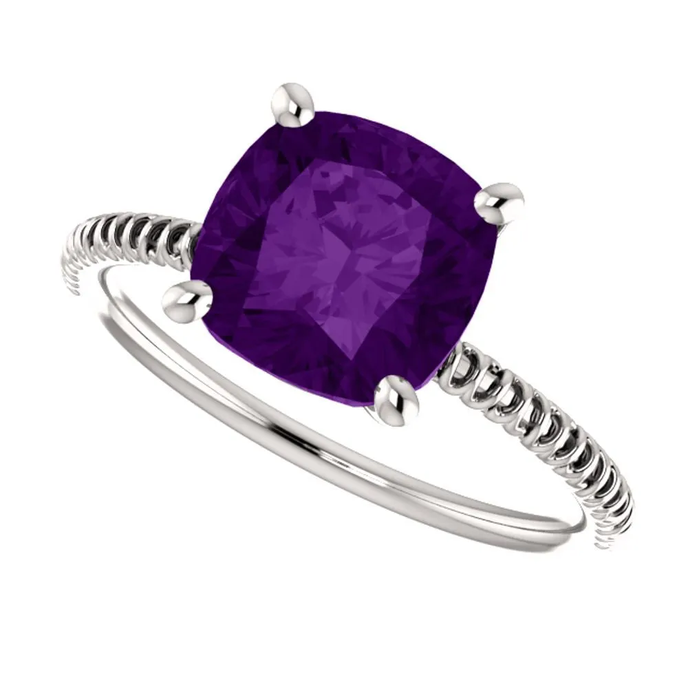 14k White Gold Amethyst Ring, Size 7
