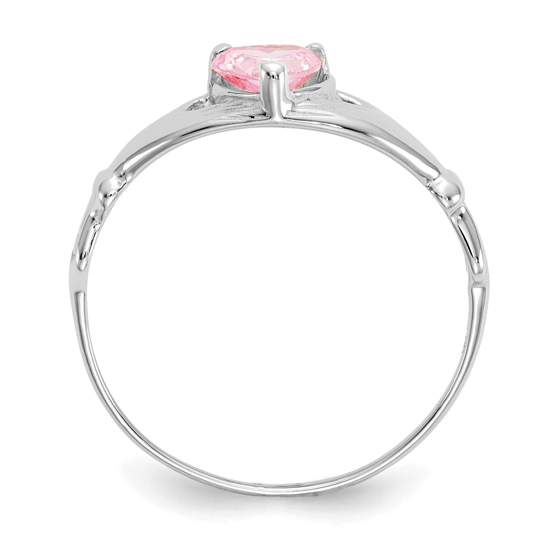 14k White Gold Birthstone Claddagh Heart Ring