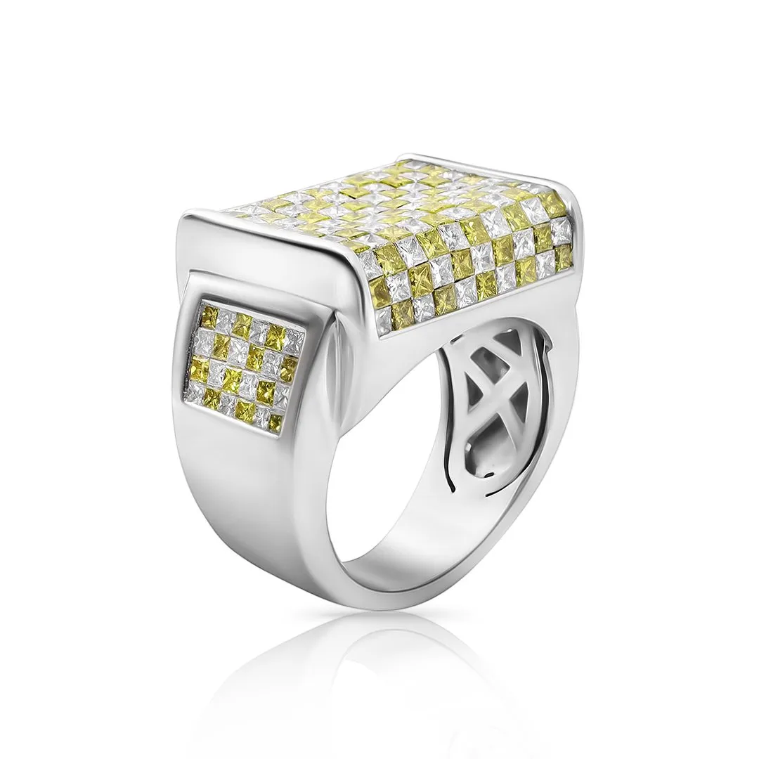 14k White Gold Diamond Invisible Set Ring 5.17 Ctw