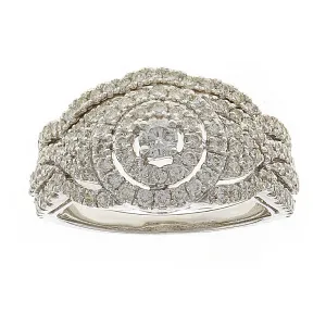 14K White Gold Diamond Matching Engagement & Wedding Bridal Ring 2 Pc Set Size 7