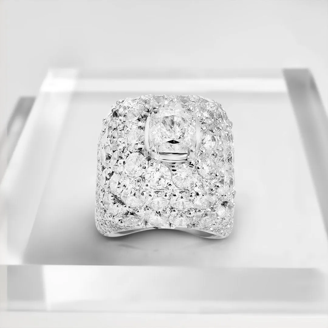 14k White Gold Diamond Ring 13.97 Ctw