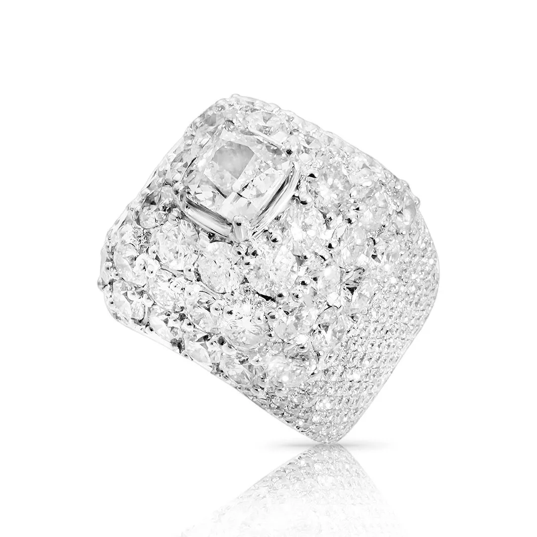 14k White Gold Diamond Ring 13.97 Ctw
