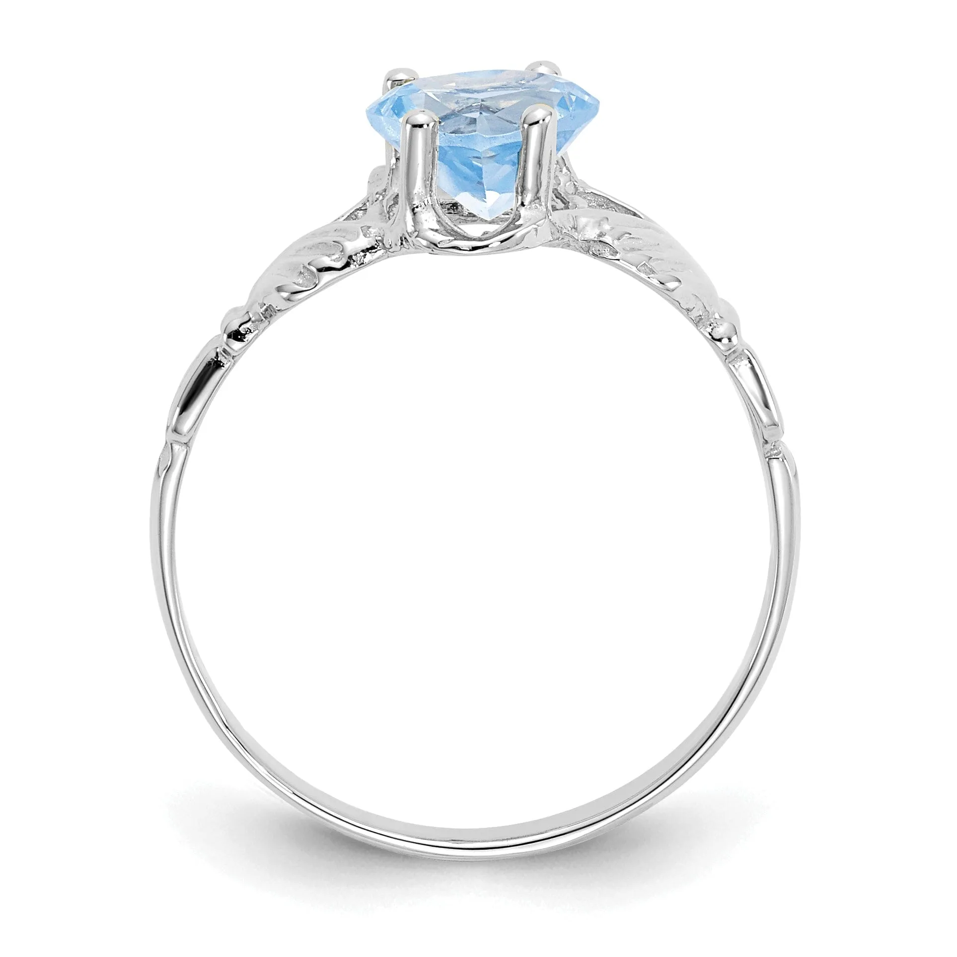 14k White Gold March Birthstone Claddagh Ring
