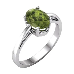 14k White Gold Peridot Ring, Size 7