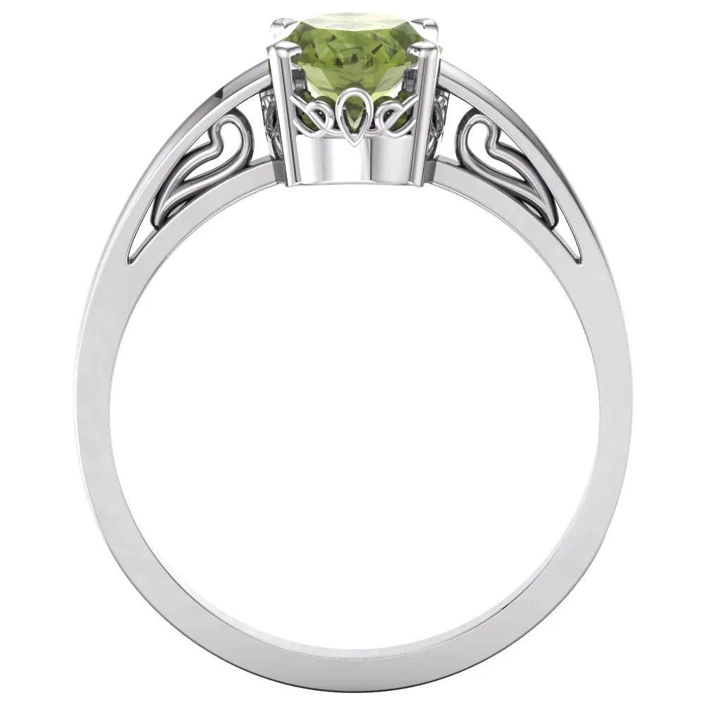 14k White Gold Peridot Ring, Size 7