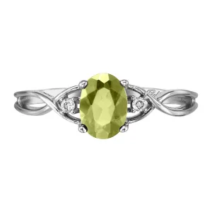 14K White Gold Peridot/Diamond Ring
