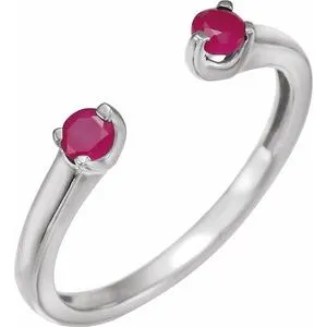 14K White Natural Ruby Negative Space Ring