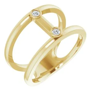 14K Yellow .06 CTW Diamond Two-Stone Negative Space Ring
