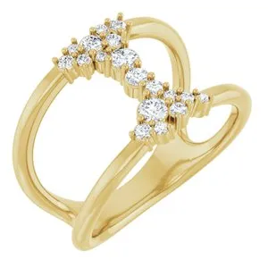14K Yellow 3/8 CTW Natural Diamond Negative Space Ring