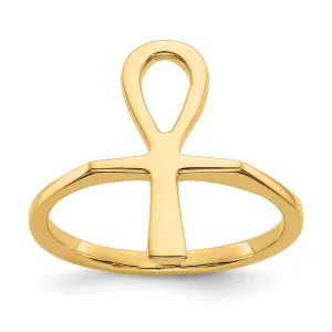 14k Yellow Gold Polished Ankh Egyptian Cross Ring