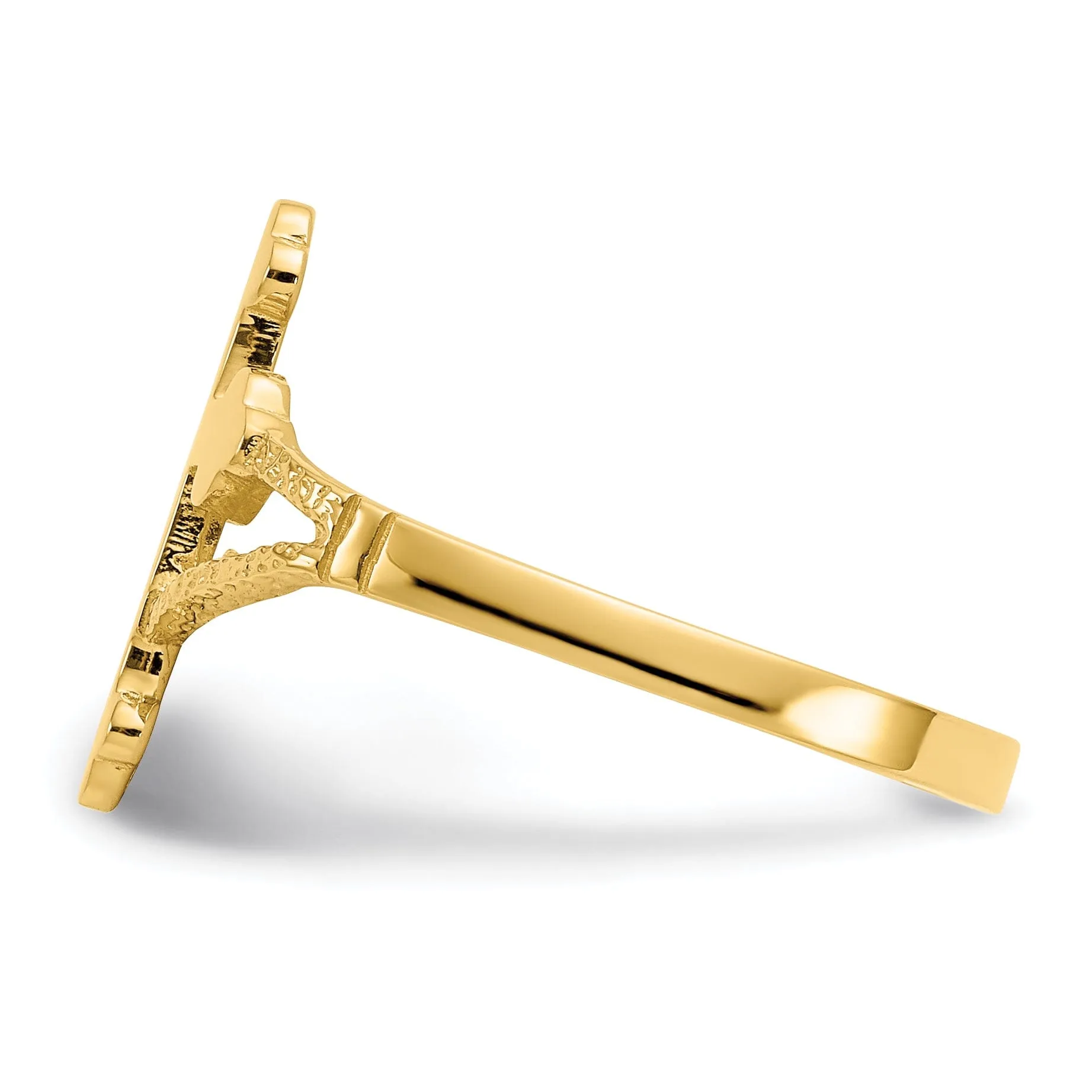 14k Yellow Gold Polished Cross Ring