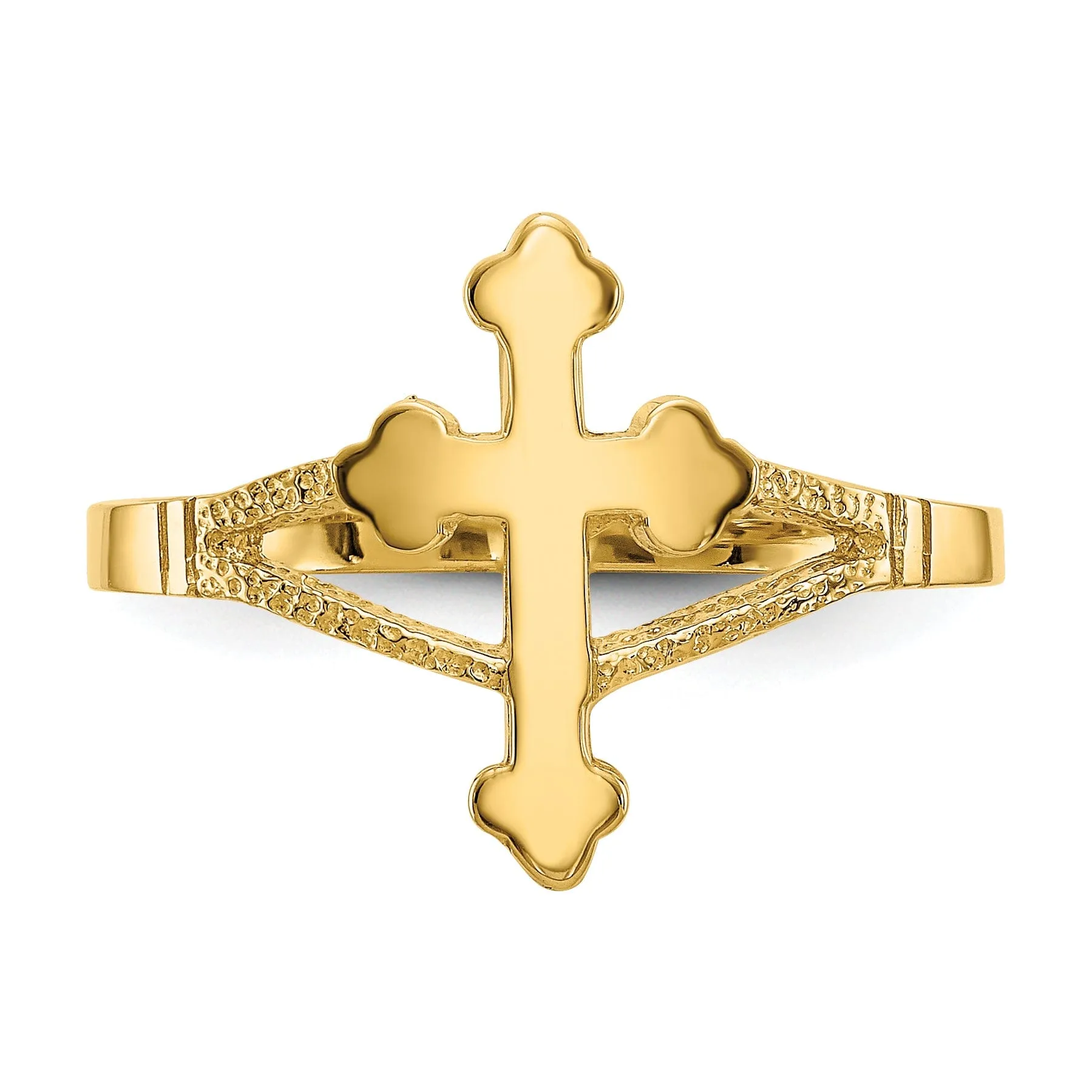 14k Yellow Gold Polished Cross Ring