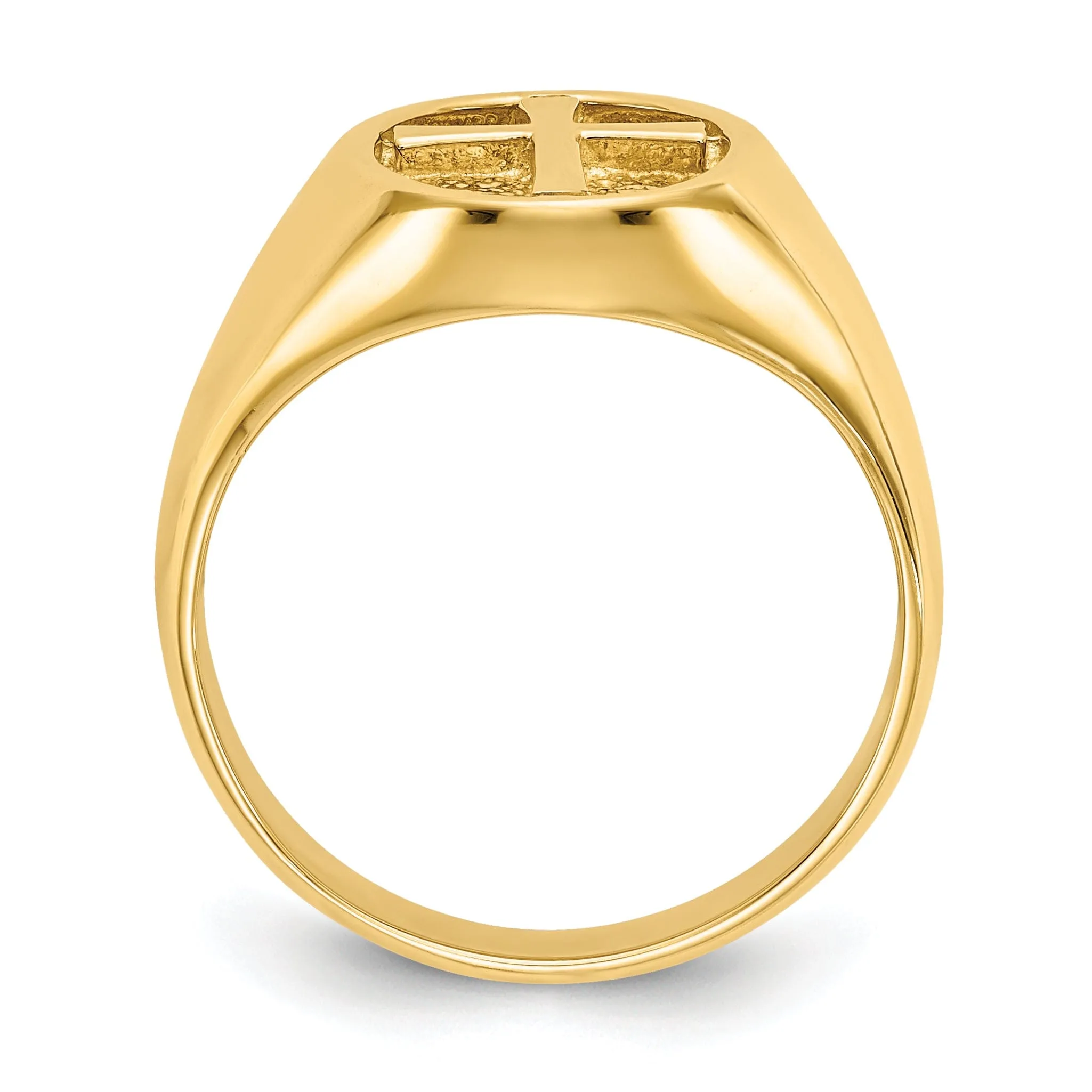 14k Yellow Gold Polished Eternal Life Cross Ring