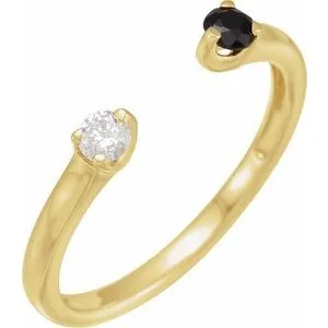 14K Yellow Natural Onyx & 1/10 CT Natural Diamond Negative Space Ring