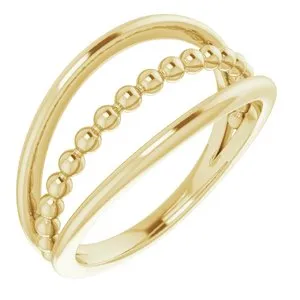 14K Yellow Negative Space Beaded Ring
