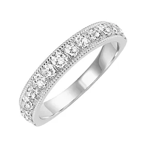 14KT White Gold & Diamond Classic Book Diamond Overatures Band Ring  - 3/4 ctw