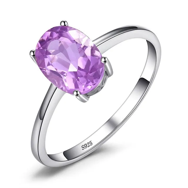 1.5Ct Amethyst Engagement Ring SILVER Women Wedding Jewelry