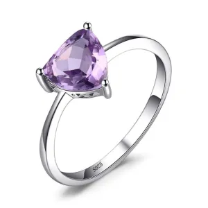 1.5Ct Amethyst Engagement Ring SILVER Women Wedding Jewelry