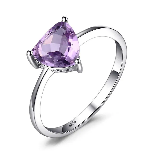1.5Ct Amethyst Engagement Ring SILVER Women Wedding Jewelry