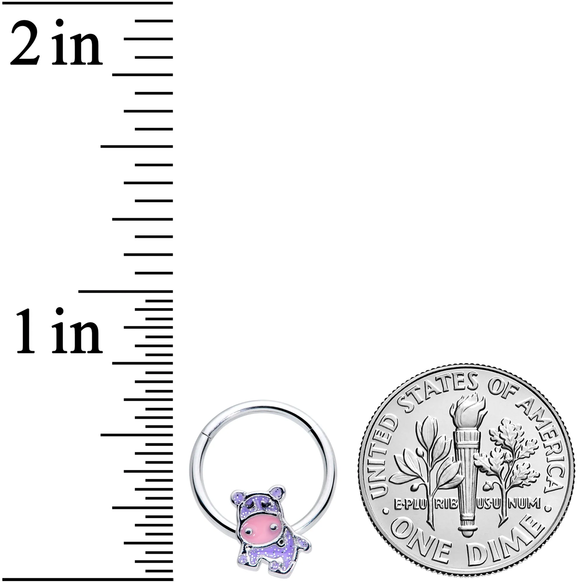 16 Gauge 3/8 Happy Purple Hippo Hinged Segment Ring