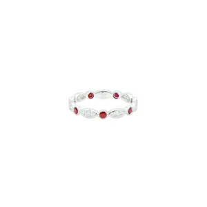 18 Karat White Gold band with Diamonds and Rubies