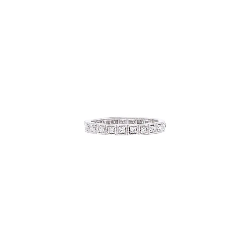 18 Karat White Gold Square Diamond Band