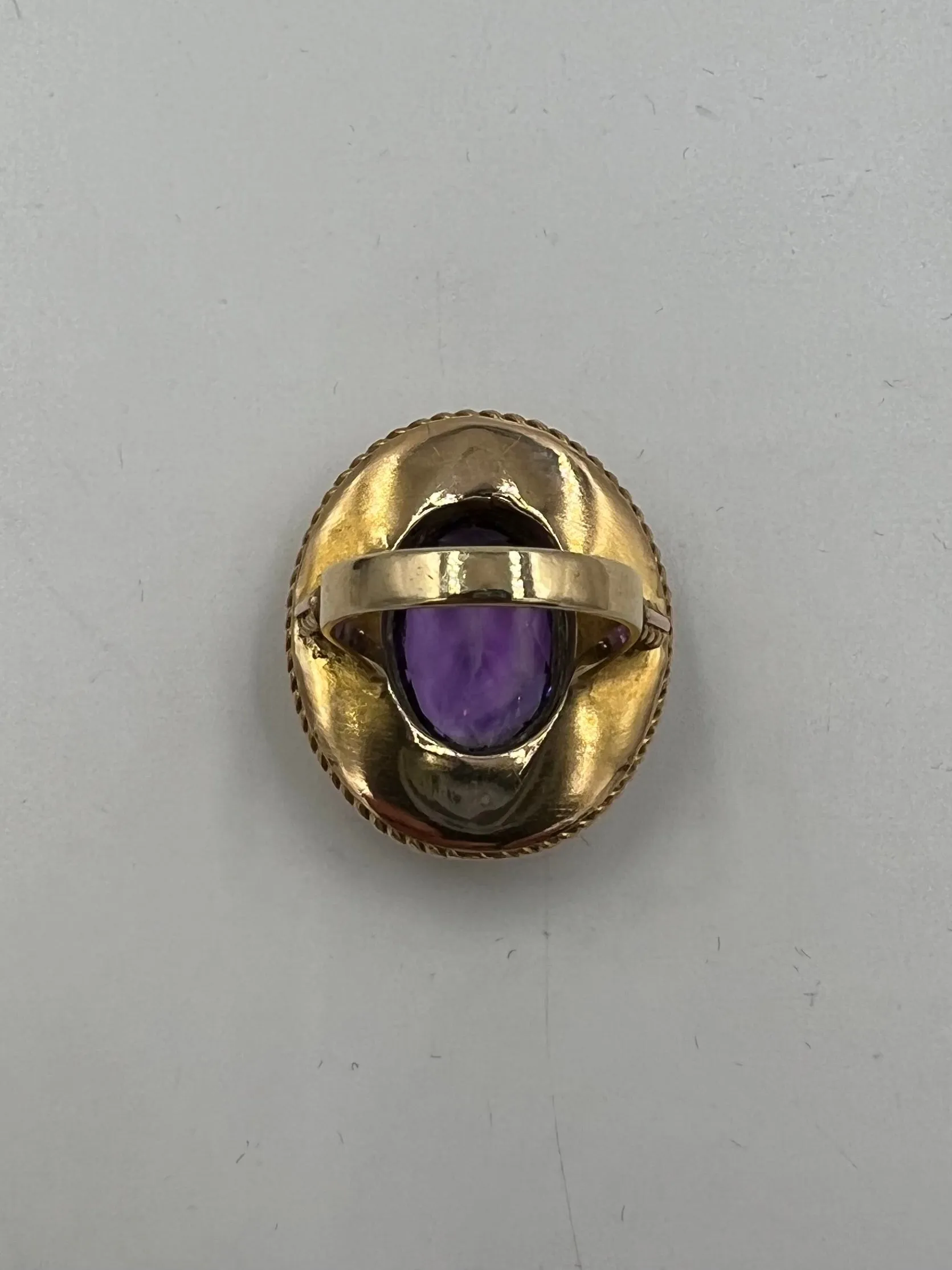 1880s Victorian Etruscan Revival Amethyst 14k Gold Ring