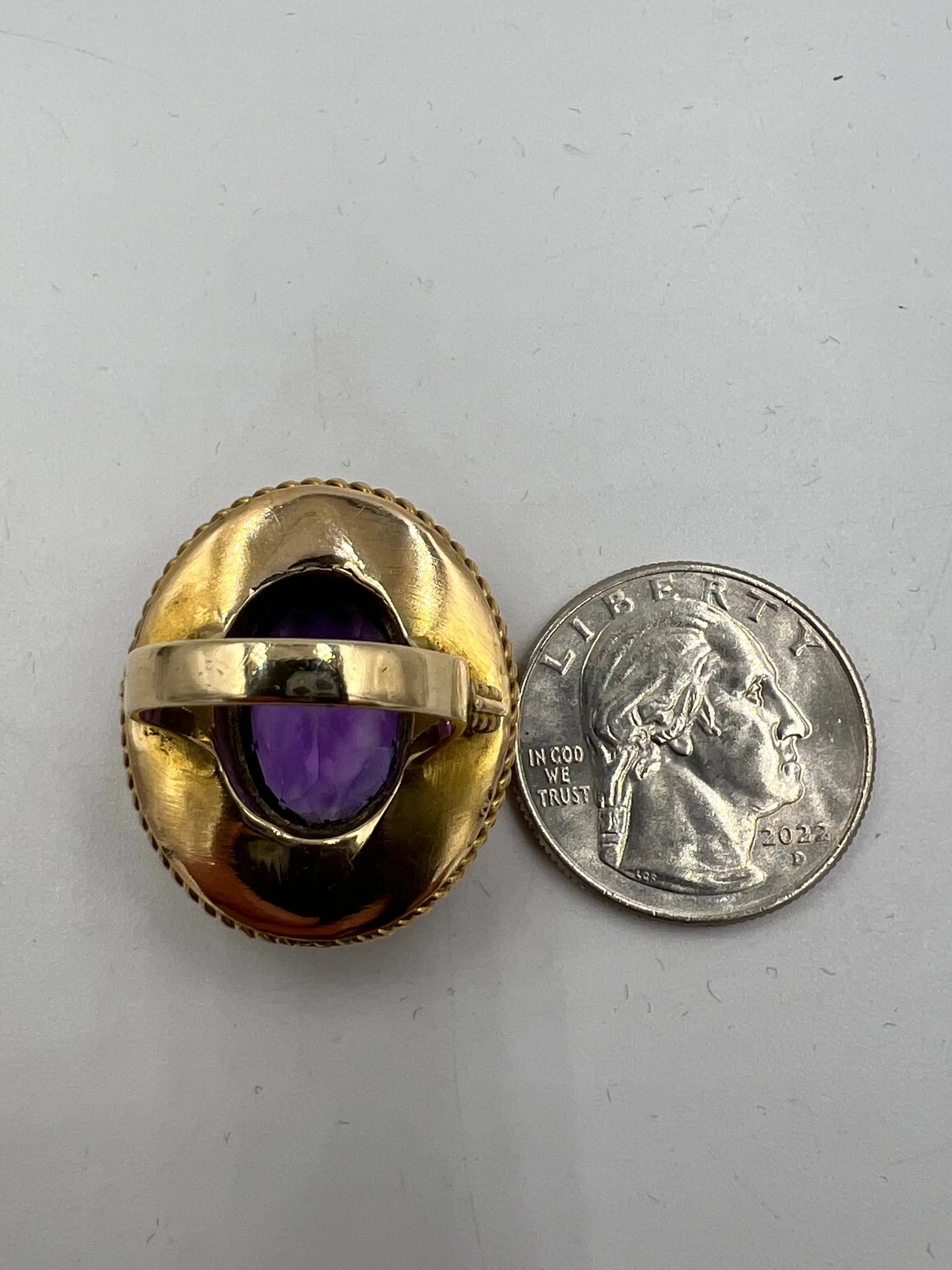 1880s Victorian Etruscan Revival Amethyst 14k Gold Ring