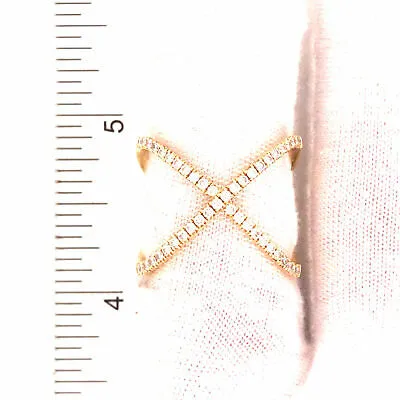 18K Diamond Open Space 'X' Ring Yellow Gold