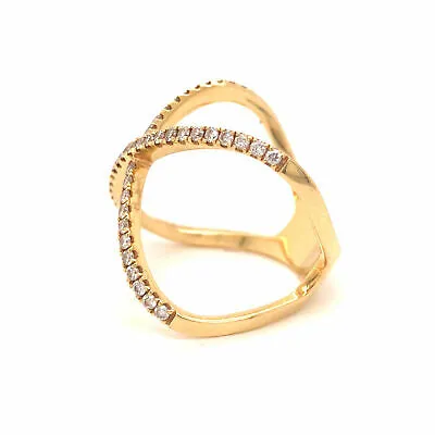 18K Diamond Open Space 'X' Ring Yellow Gold