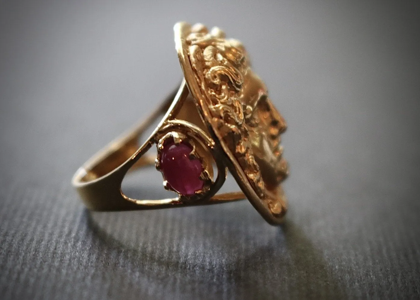 18k Gold & Ruby Medusa Ring