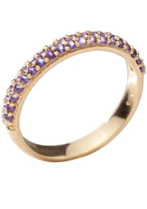 18K Gold Band w/Half Eternity Amethyst