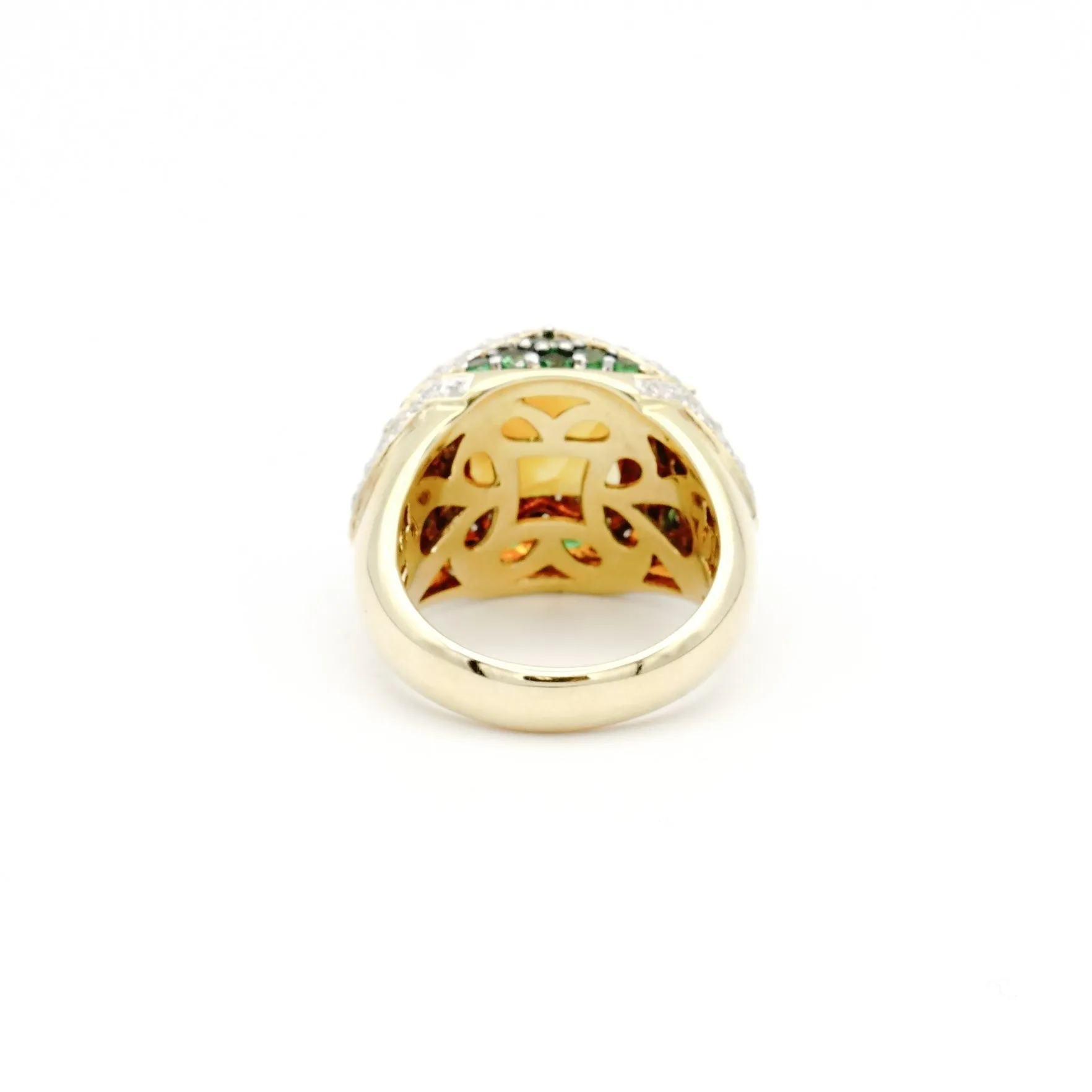 18K Yellow Gold Citrine Diamond & Tsavorite Ring