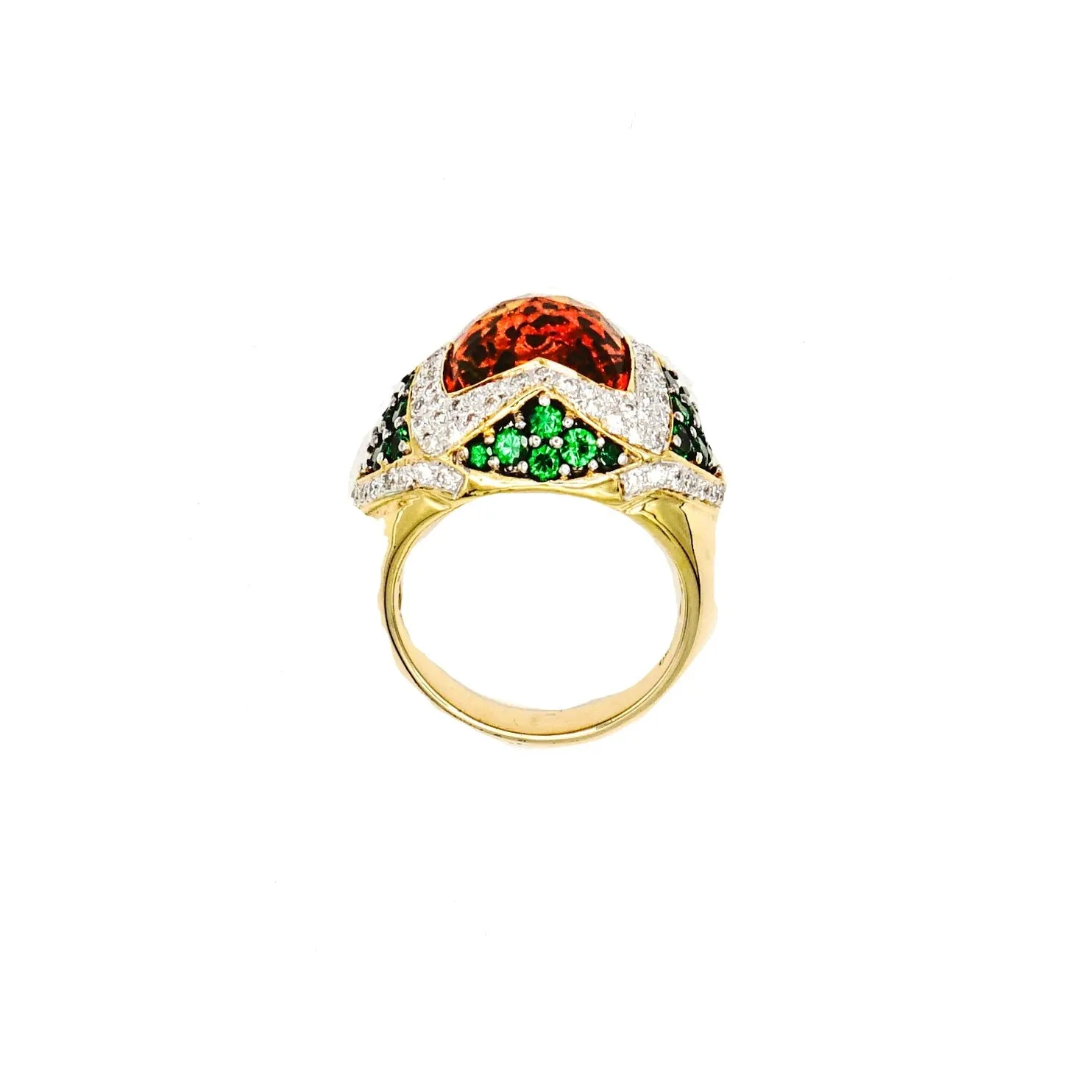 18K Yellow Gold Citrine Diamond & Tsavorite Ring