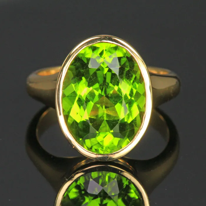 18K Yellow Gold Peridot Ring 8.01 Carats Designed by Christopher Michael