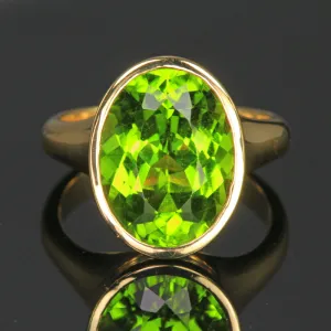 18K Yellow Gold Peridot Ring 8.01 Carats Designed by Christopher Michael