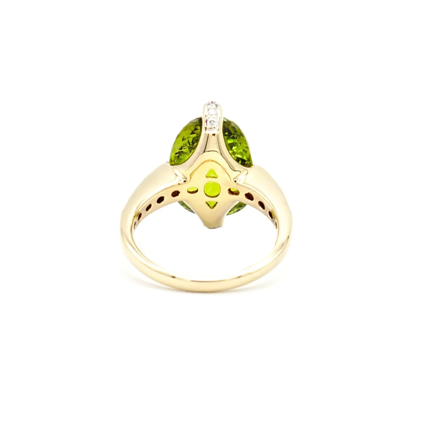 18K Yellow Gold Special Cut Peridot and Diamond Ring