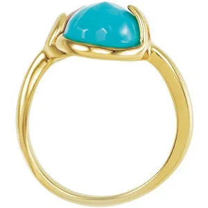 18k Yellow Gold Vermeil Amethyst & Turquoise Ring Size 7