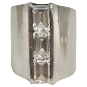 1960 Pure Silver Synthetic Diamond Cocktail Ring
