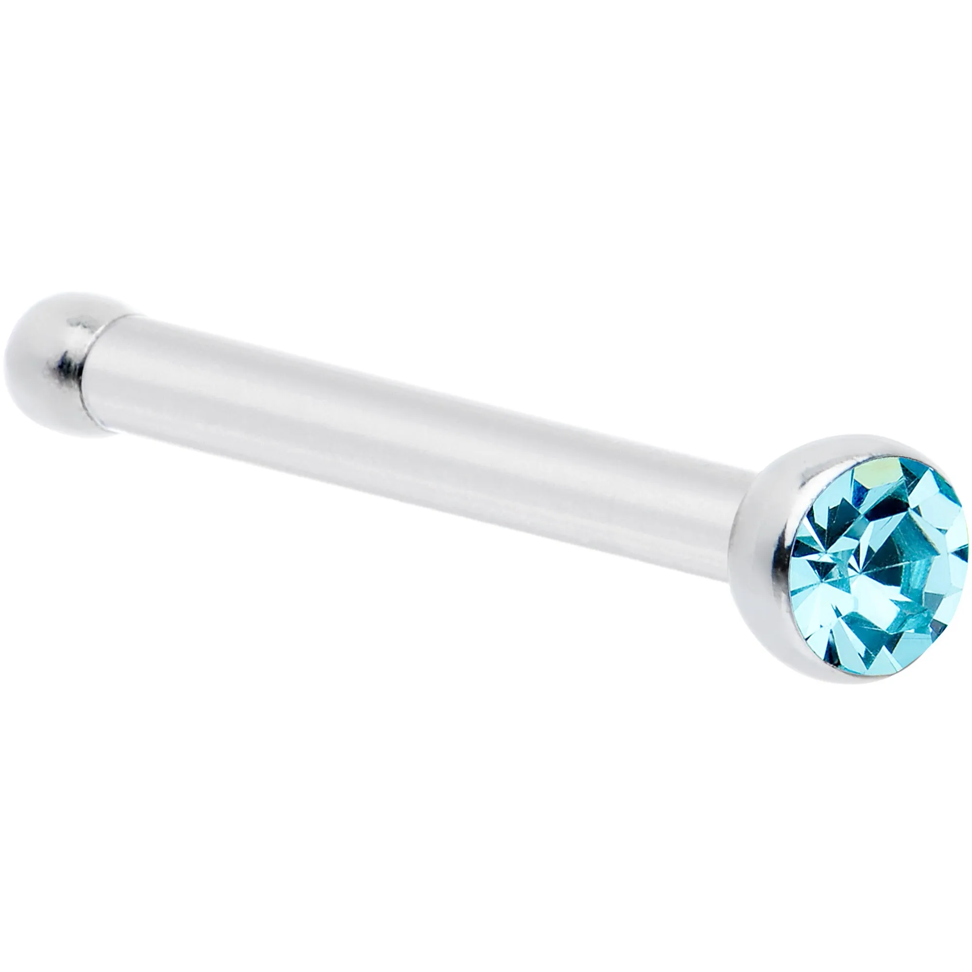 20 Gauge Stainless Steel Aqua Gem Micro Nose Bone