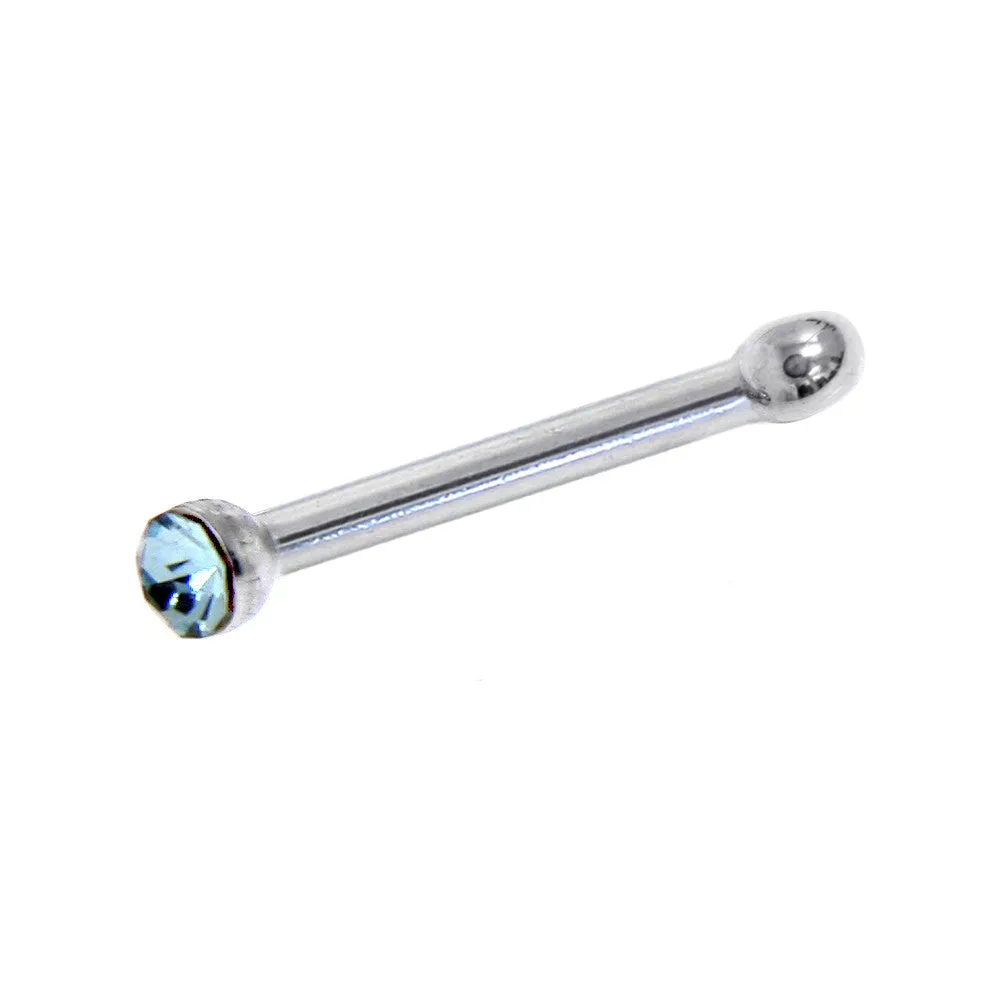 20 Gauge Stainless Steel Aqua Gem Micro Nose Bone