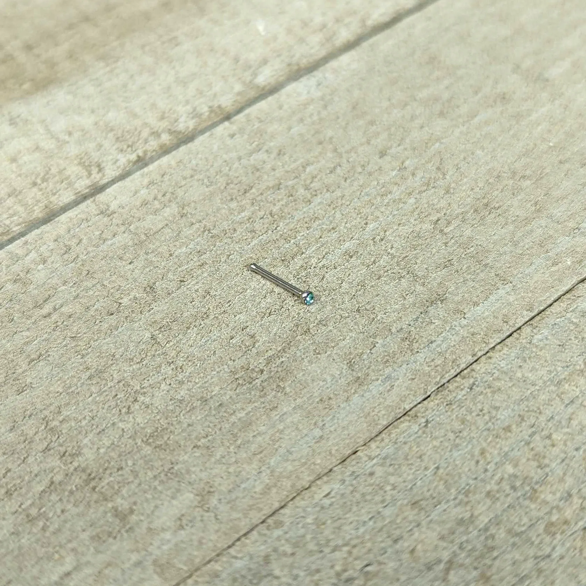 20 Gauge Stainless Steel Light Blue Gem Micro Nose Bone
