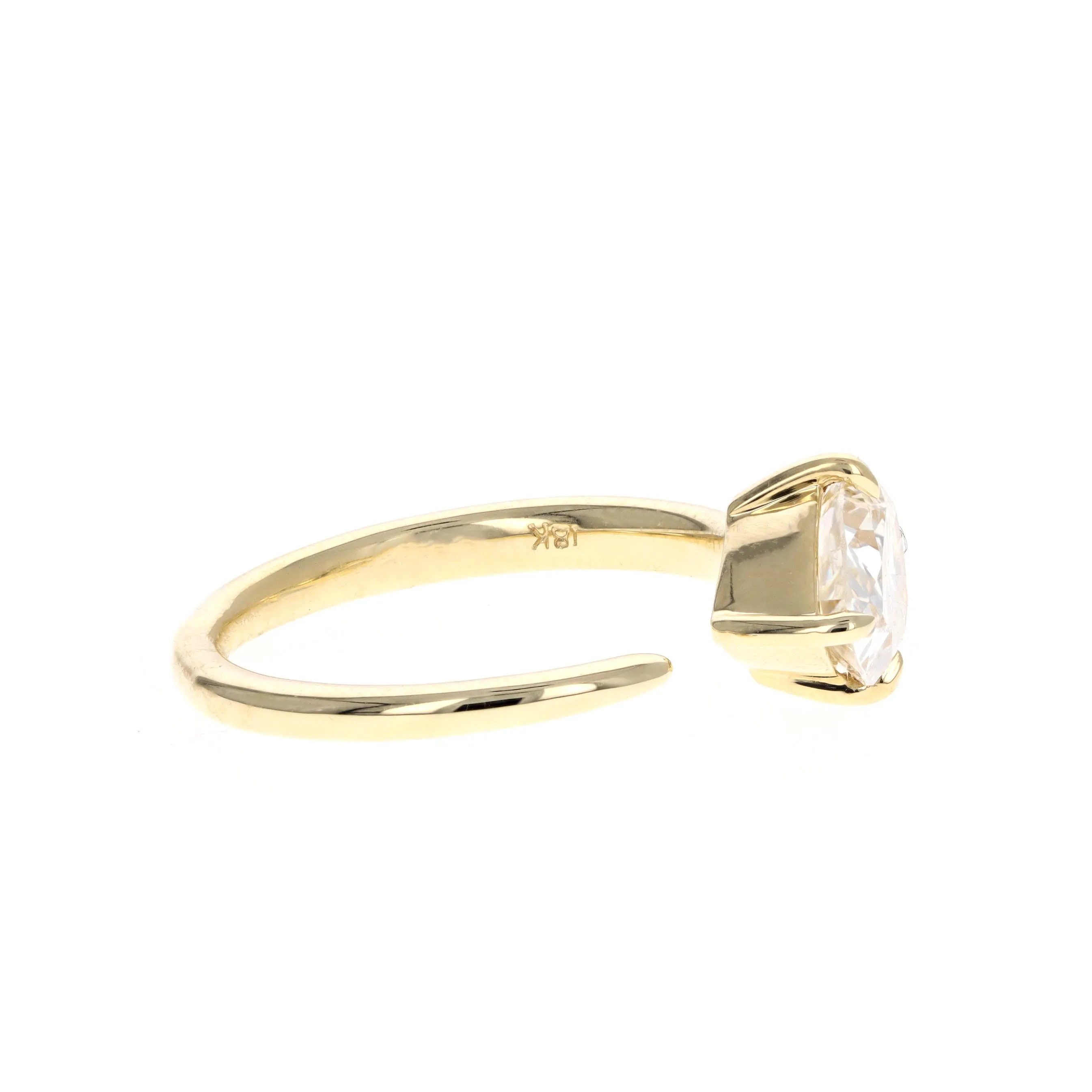 2.07 Carat Pear Diamond East-West Open Space Engagement Ring in 18K Yellow Gold GIA Certified