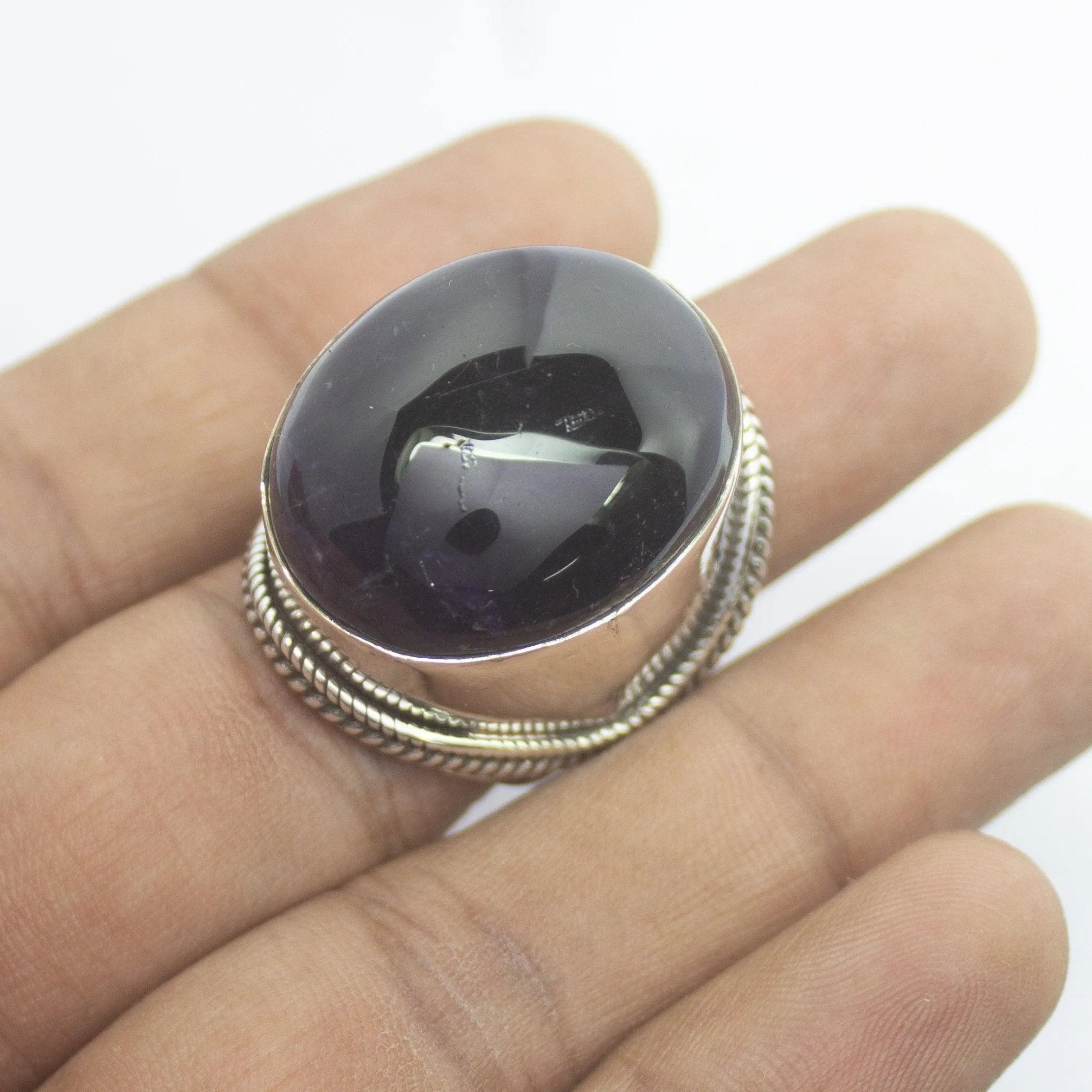 23.5g, Handmade Natural Purple Amethyst 925 Sterling Silver Ring