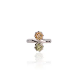 2.5 mm. Round Cut Yellow Brazilian Citrine and Peridot Open Ring