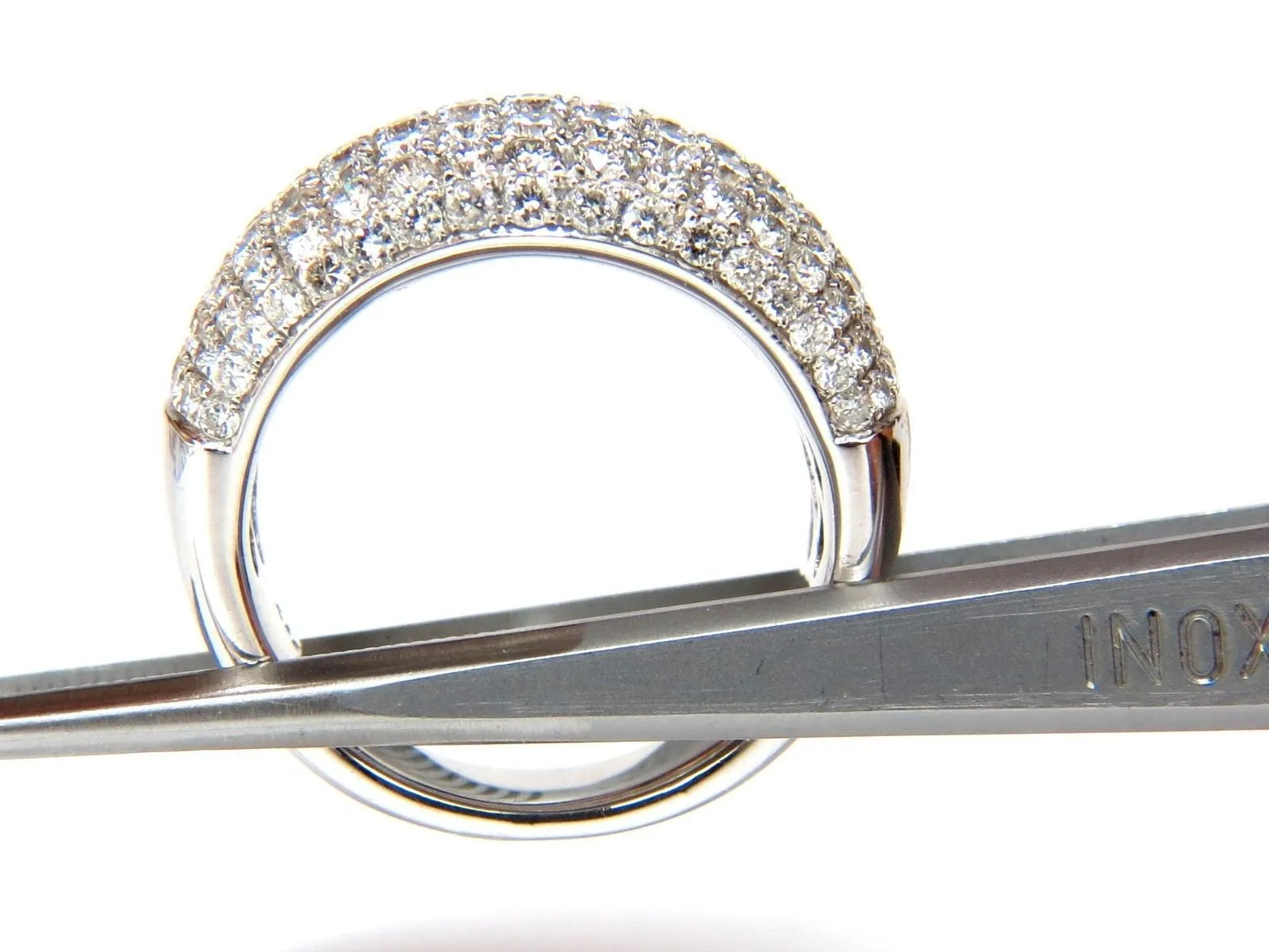 2.77CT FULL CUT DIAMONDS BEAD SET WIDE BAND RING 18KT 10MM SIZE 6.75