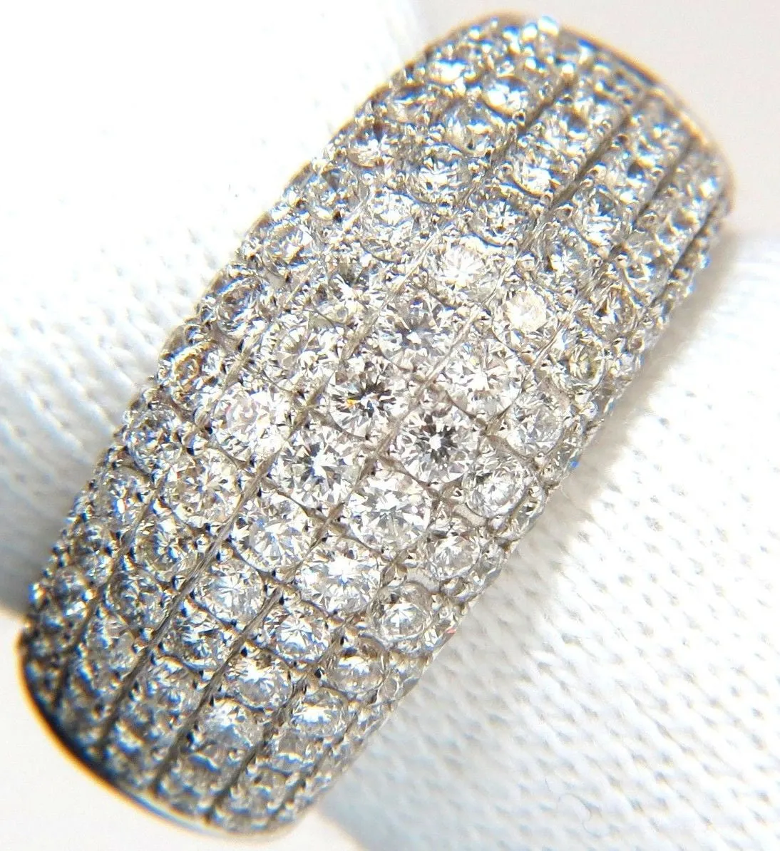 2.77CT FULL CUT DIAMONDS BEAD SET WIDE BAND RING 18KT 10MM SIZE 6.75