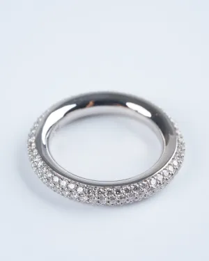 3.8mm pavé single band (3 row) white gold ring - white gold